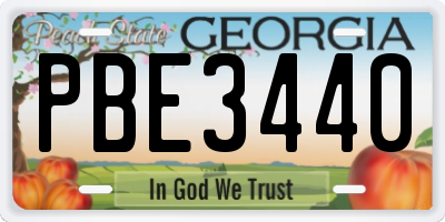 GA license plate PBE3440