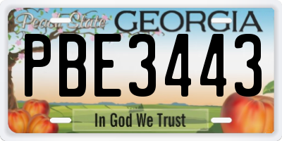 GA license plate PBE3443