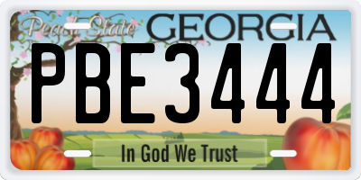 GA license plate PBE3444