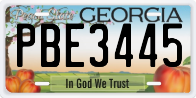 GA license plate PBE3445