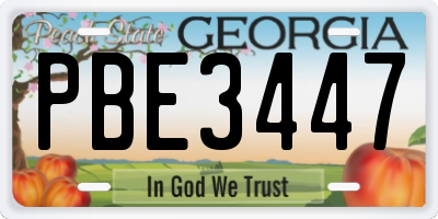 GA license plate PBE3447
