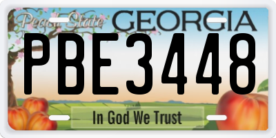 GA license plate PBE3448