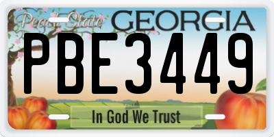 GA license plate PBE3449