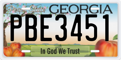 GA license plate PBE3451