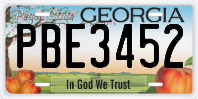 GA license plate PBE3452