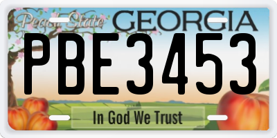GA license plate PBE3453