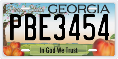 GA license plate PBE3454