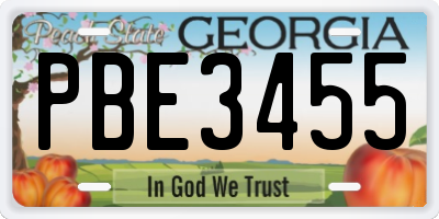 GA license plate PBE3455