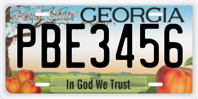 GA license plate PBE3456