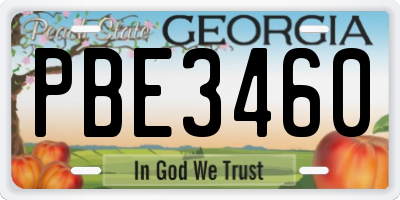 GA license plate PBE3460