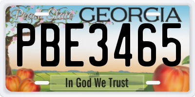 GA license plate PBE3465