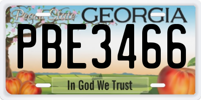 GA license plate PBE3466