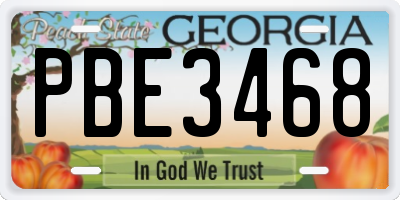 GA license plate PBE3468