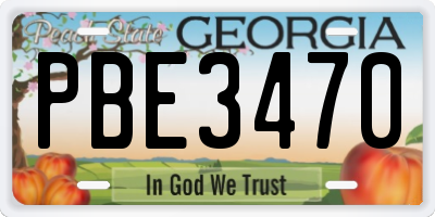 GA license plate PBE3470
