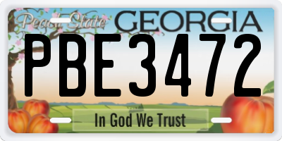 GA license plate PBE3472