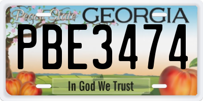 GA license plate PBE3474