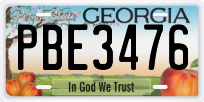 GA license plate PBE3476