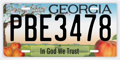 GA license plate PBE3478