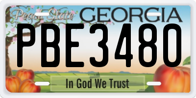 GA license plate PBE3480