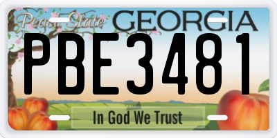 GA license plate PBE3481