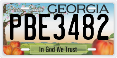GA license plate PBE3482