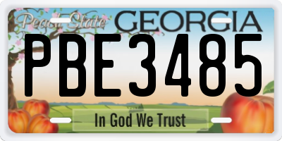 GA license plate PBE3485