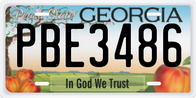 GA license plate PBE3486