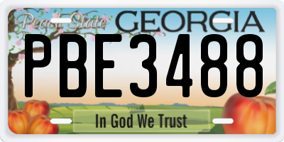 GA license plate PBE3488