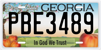 GA license plate PBE3489