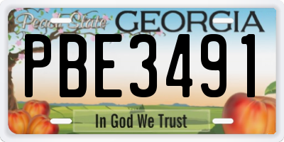 GA license plate PBE3491