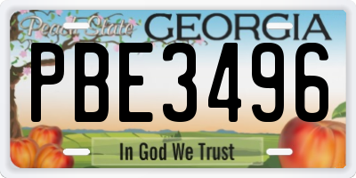 GA license plate PBE3496