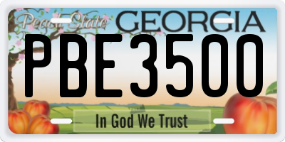 GA license plate PBE3500