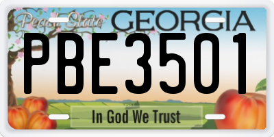 GA license plate PBE3501