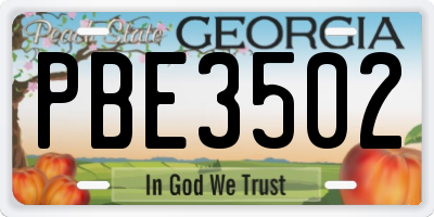 GA license plate PBE3502
