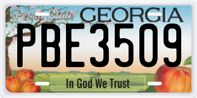 GA license plate PBE3509