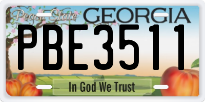 GA license plate PBE3511