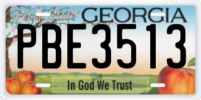 GA license plate PBE3513