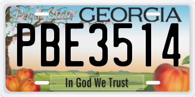 GA license plate PBE3514