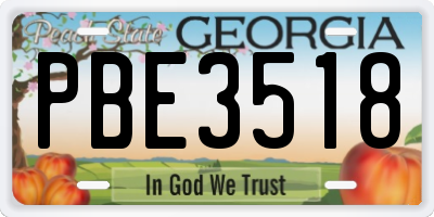 GA license plate PBE3518