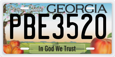 GA license plate PBE3520
