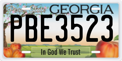 GA license plate PBE3523