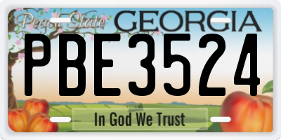 GA license plate PBE3524