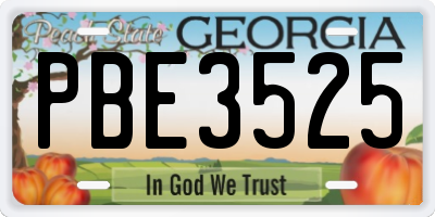 GA license plate PBE3525