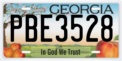 GA license plate PBE3528