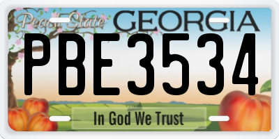 GA license plate PBE3534