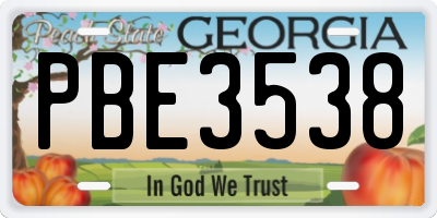 GA license plate PBE3538