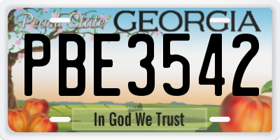 GA license plate PBE3542