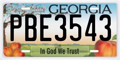 GA license plate PBE3543