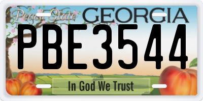 GA license plate PBE3544