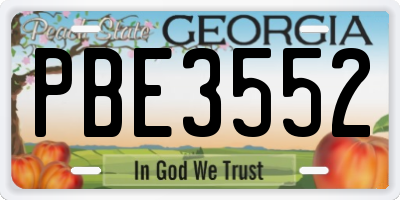 GA license plate PBE3552